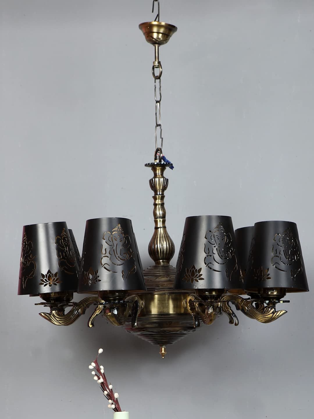 New Era 08 Light Chandelier with Etching Shades (ENG27)