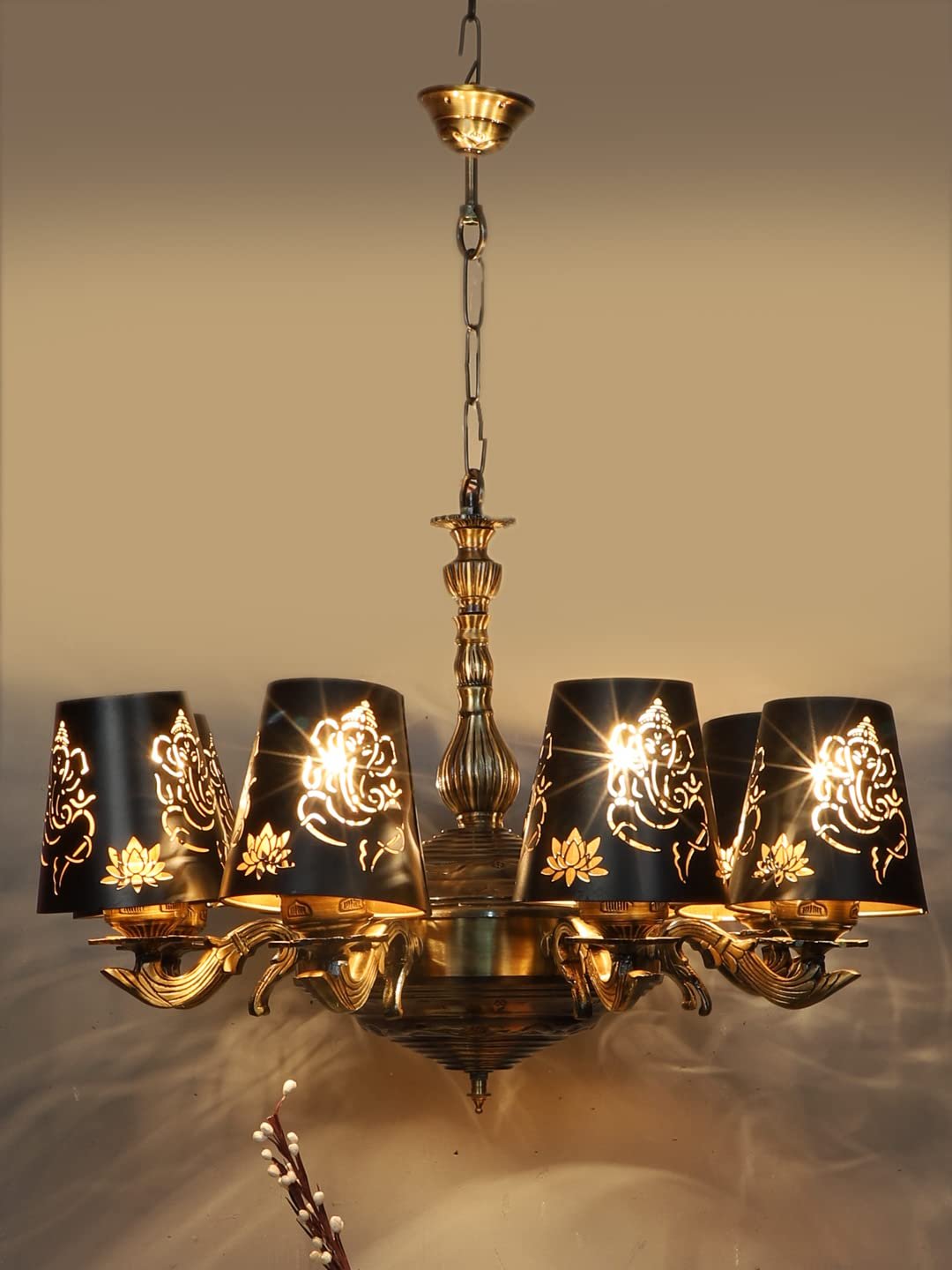 New Era 08 Light Chandelier with Etching Shades (ENG27)