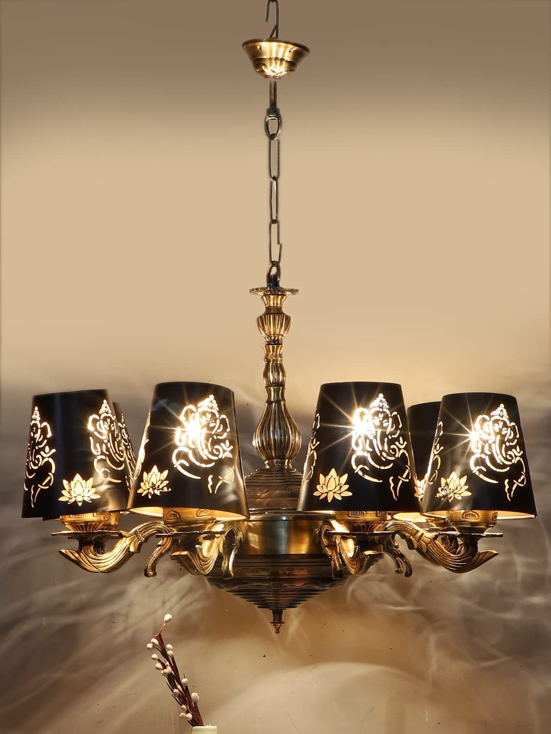 New Era 08 Light Chandelier with Etching Shades (ENG27)