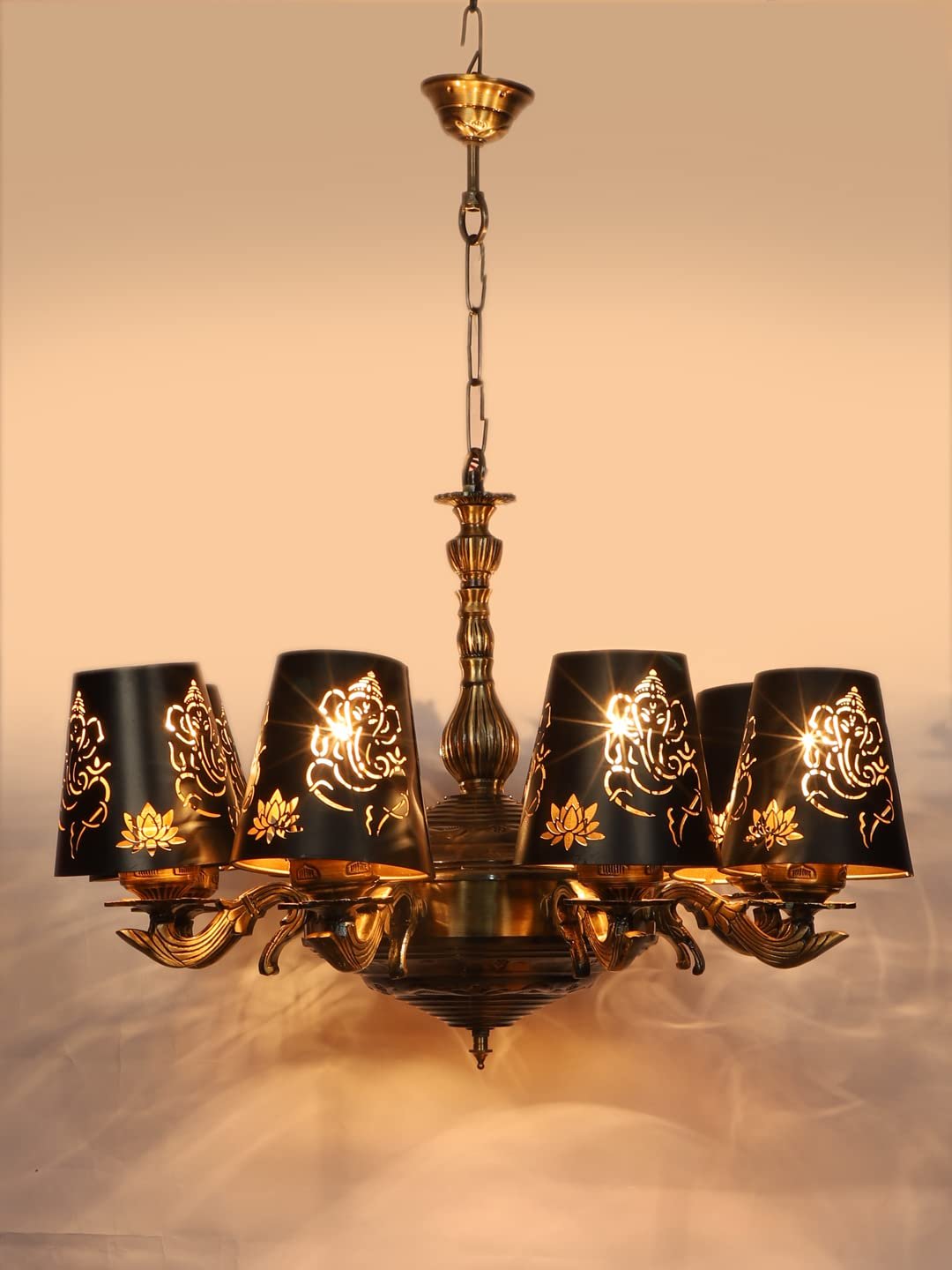 New Era 08 Light Chandelier with Etching Shades (ENG27)