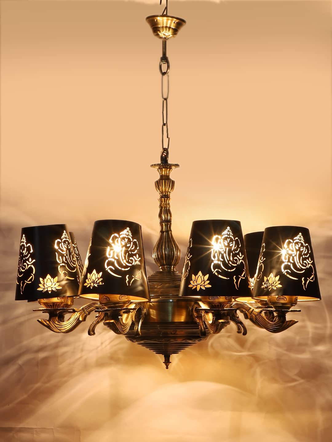 New Era 08 Light Chandelier with Etching Shades (ENG27)
