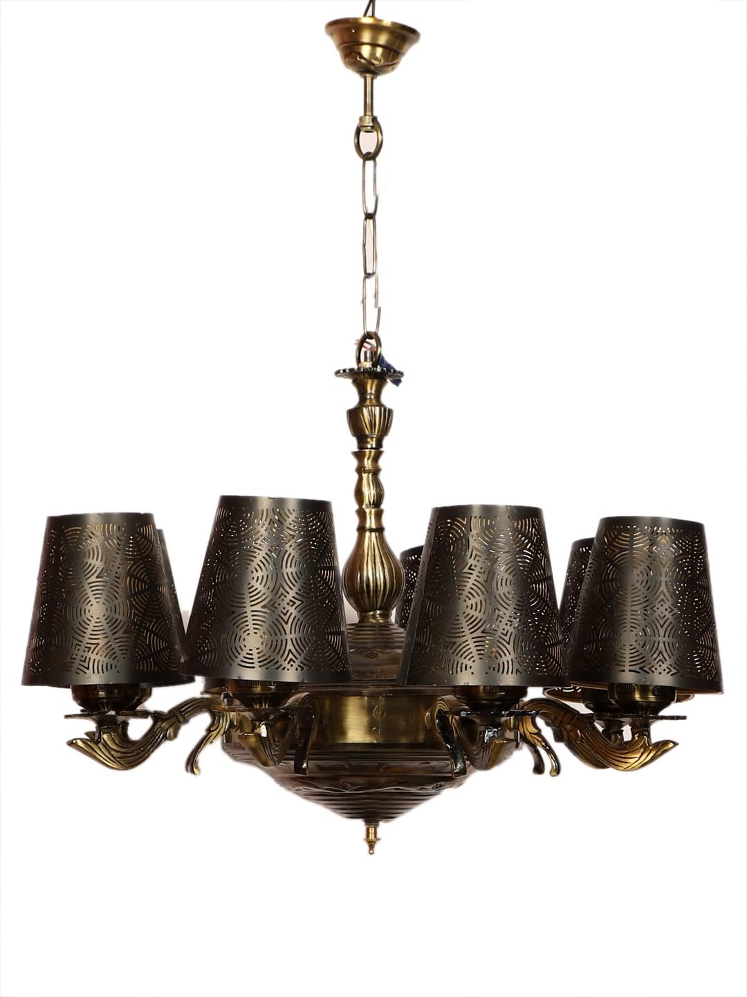 New Era 08 Light Chandelier with Etching Shades (ENG28)