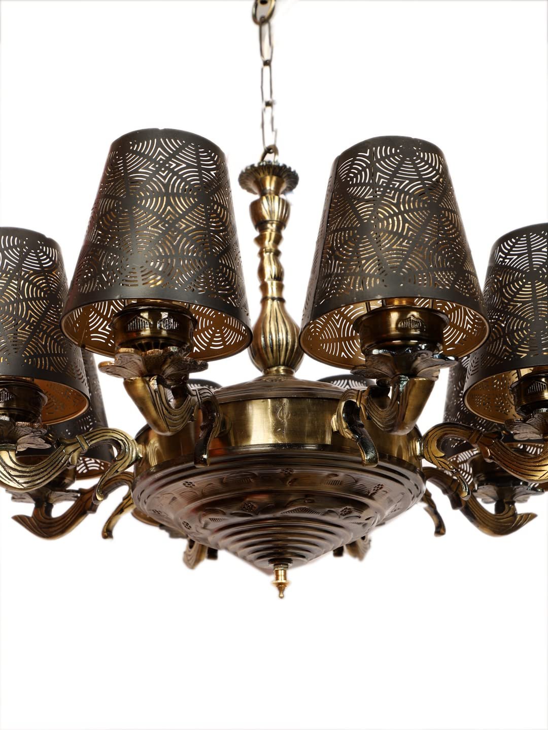 New Era 08 Light Chandelier with Etching Shades (ENG28)