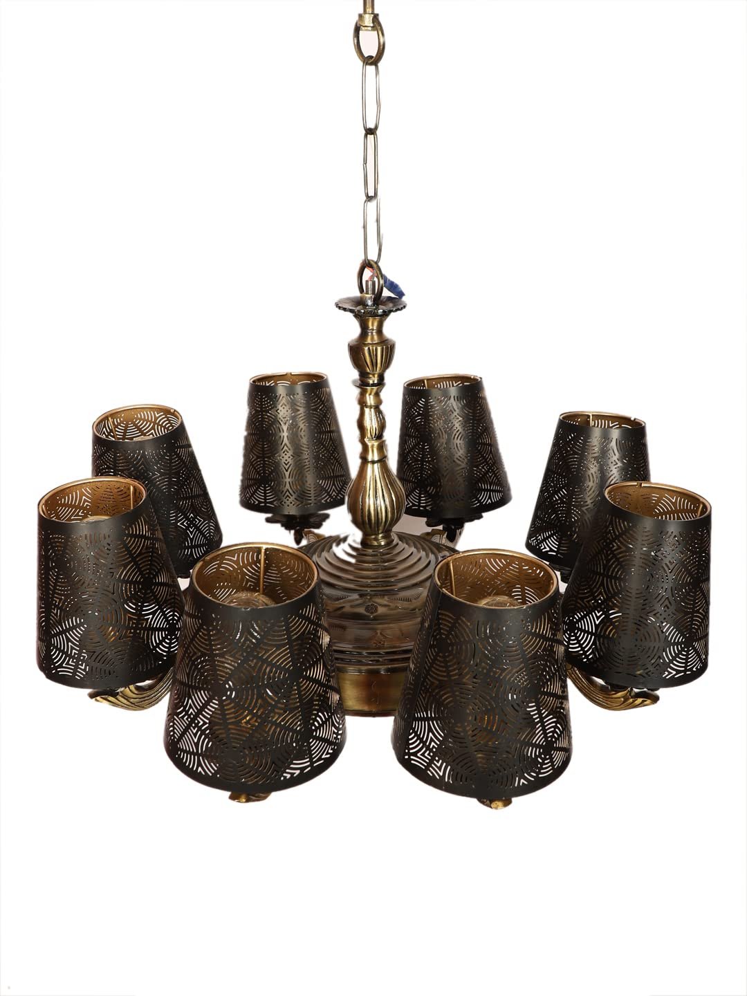 New Era 08 Light Chandelier with Etching Shades (ENG28)