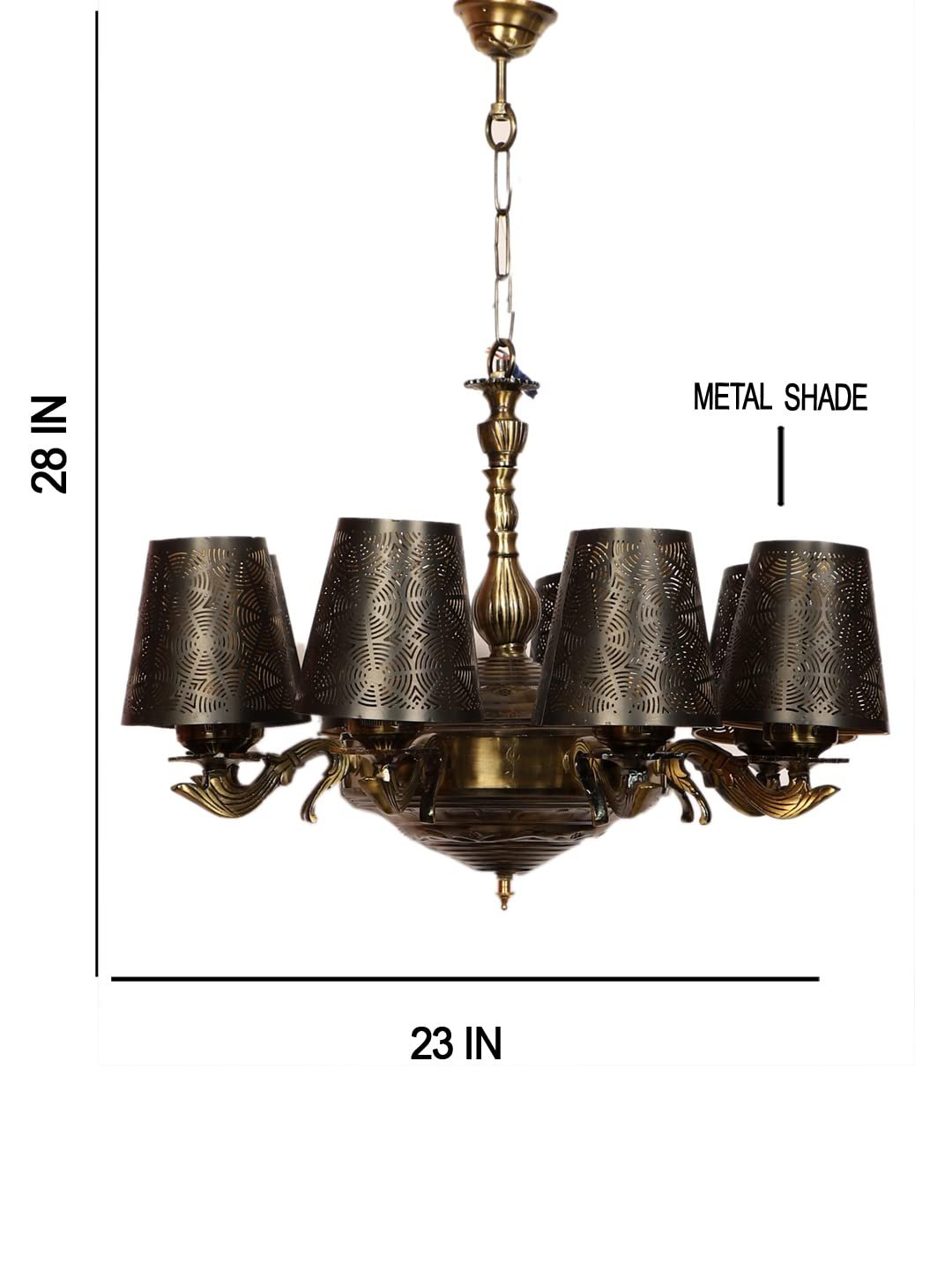 New Era 08 Light Chandelier with Etching Shades (ENG28)