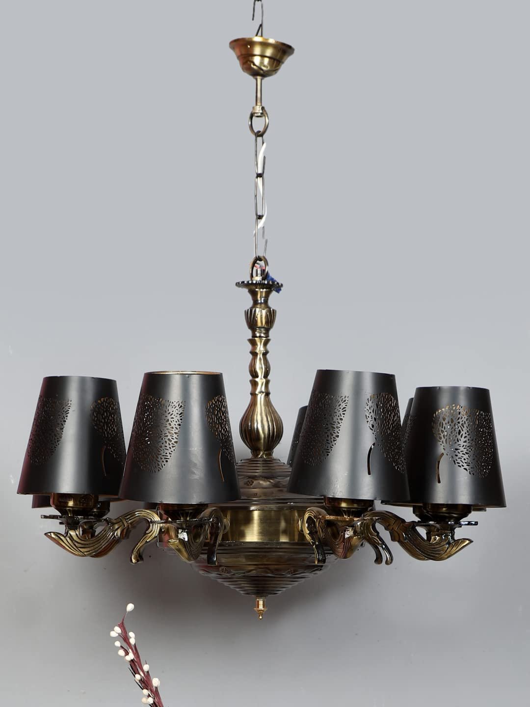 New Era 08 Light Chandelier with Etching Shades (ENG29)