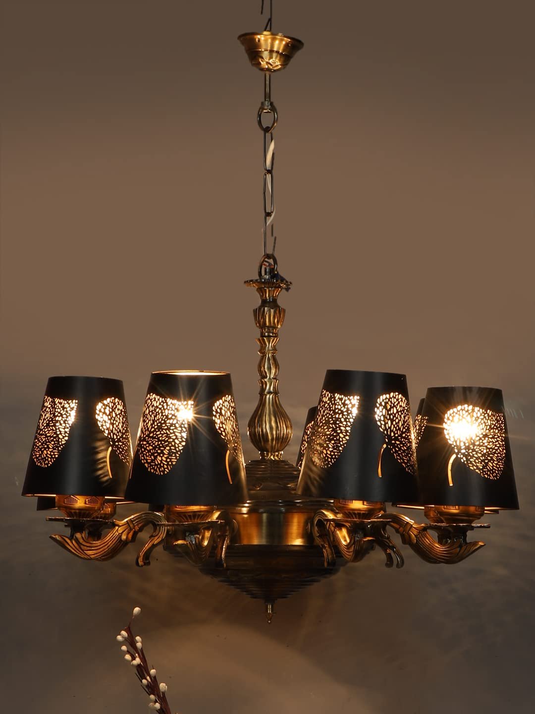 New Era 08 Light Chandelier with Etching Shades (ENG29)