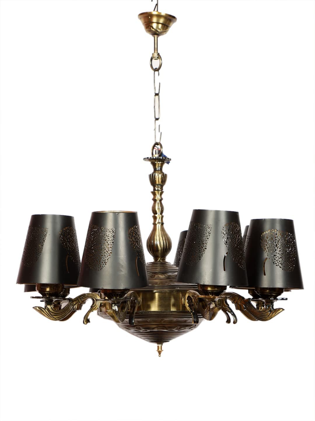 New Era 08 Light Chandelier with Etching Shades (ENG29)