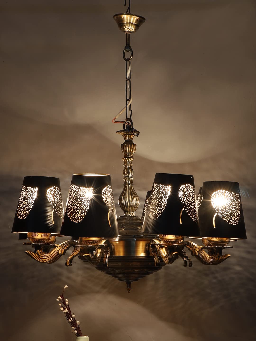 New Era 08 Light Chandelier with Etching Shades (ENG29)