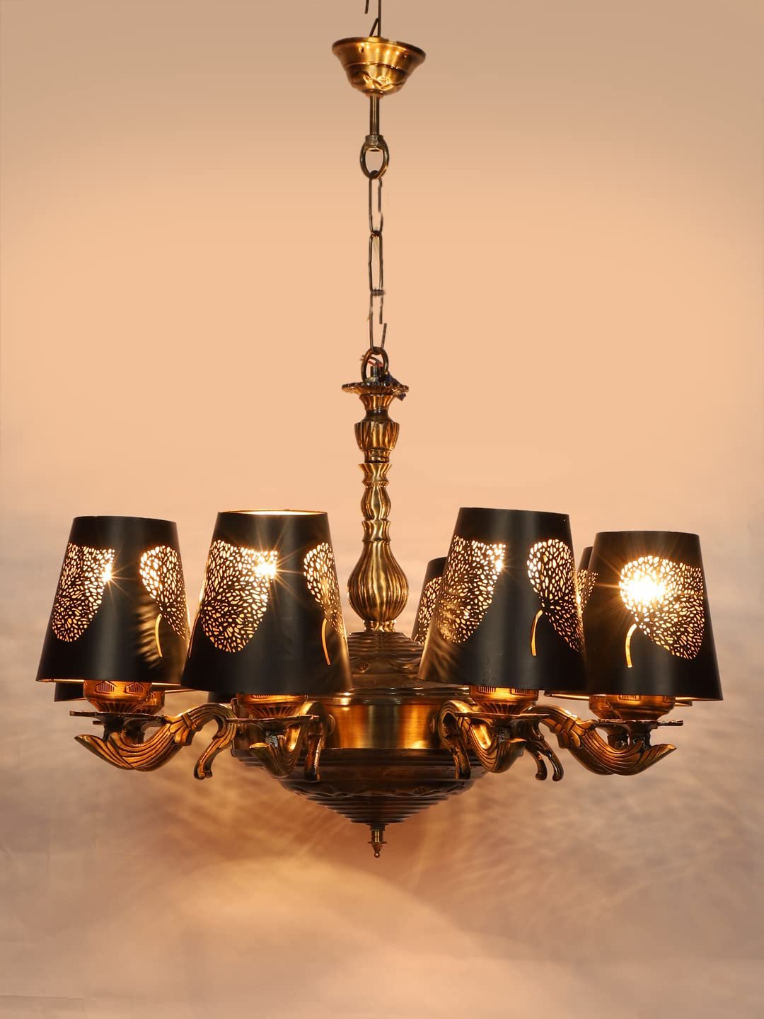 New Era 08 Light Chandelier with Etching Shades (ENG29)