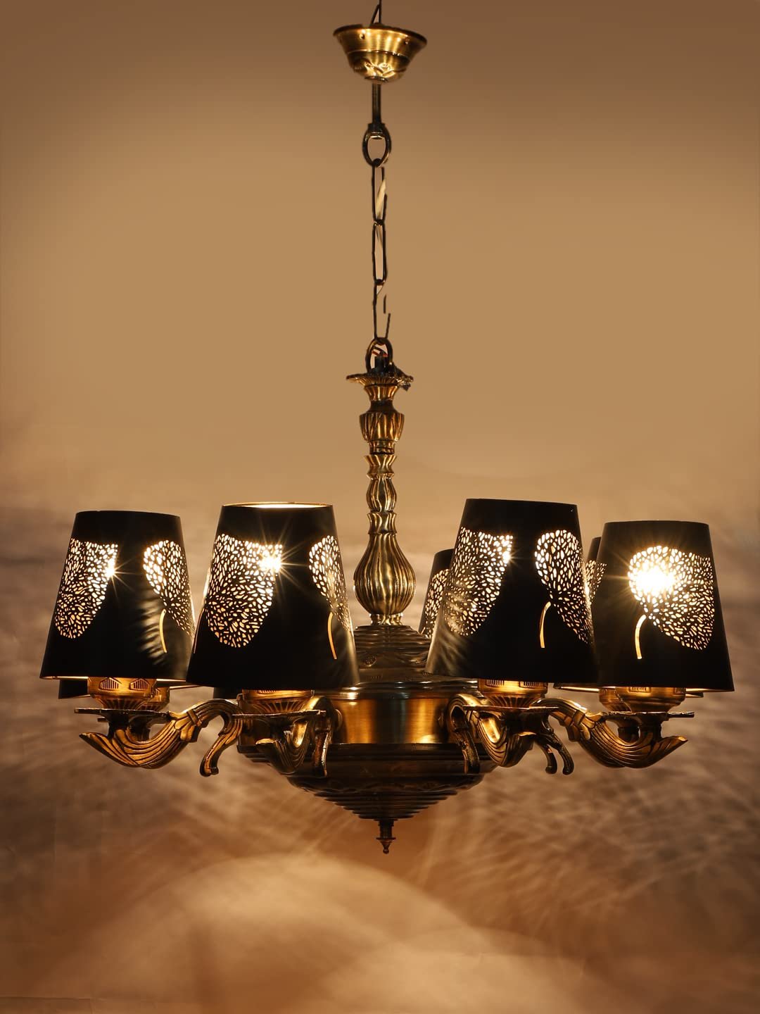 New Era 08 Light Chandelier with Etching Shades (ENG29)