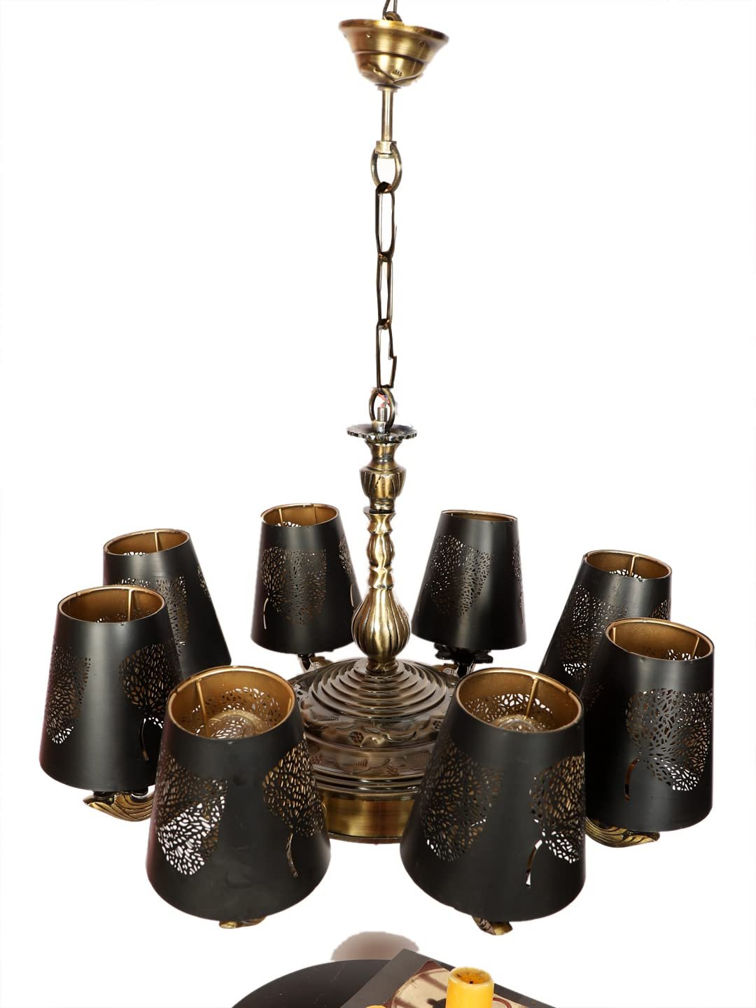 New Era 08 Light Chandelier with Etching Shades (ENG29)