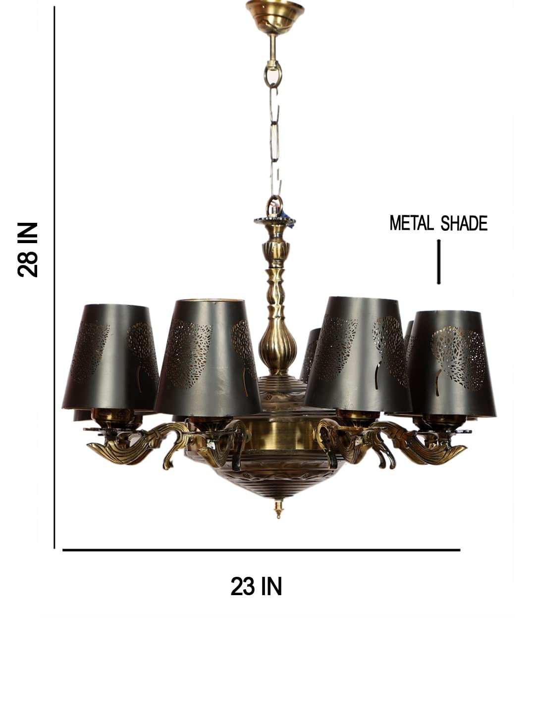 New Era 08 Light Chandelier with Etching Shades (ENG29)