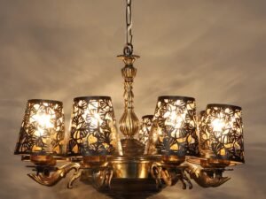 New Era 08 Light Chandelier with Etching Shades (ENG30)