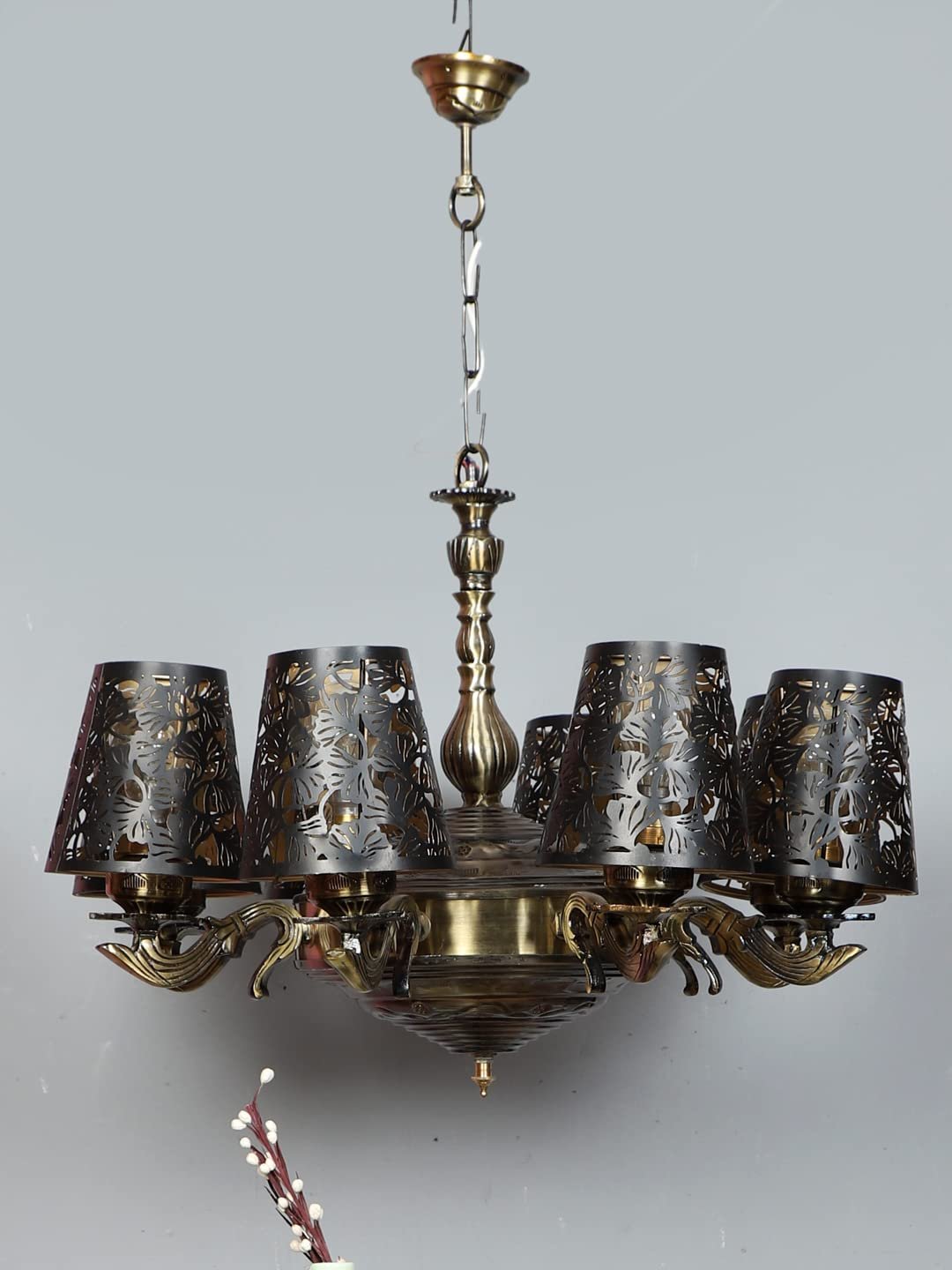 New Era 08 Light Chandelier with Etching Shades (ENG30)