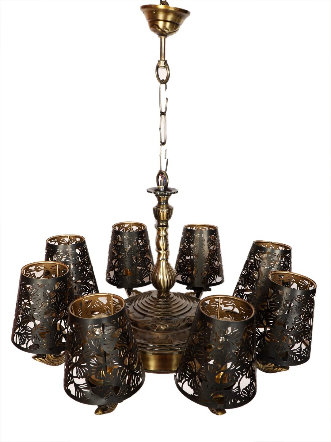 New Era 08 Light Chandelier with Etching Shades (ENG30)