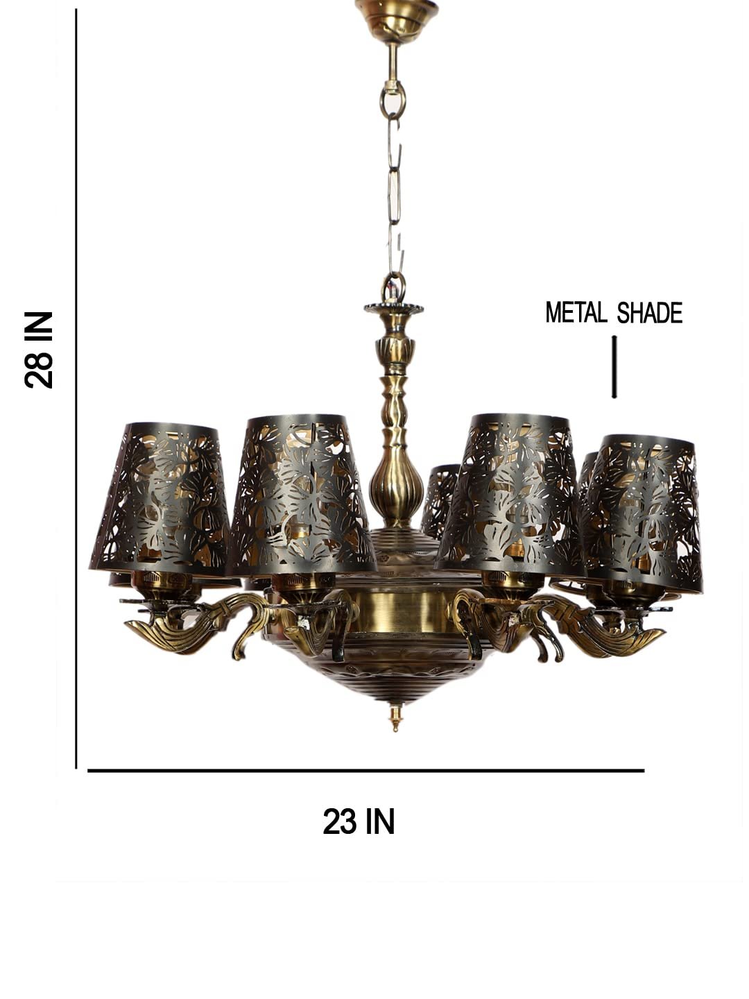 New Era 08 Light Chandelier with Etching Shades (ENG30)