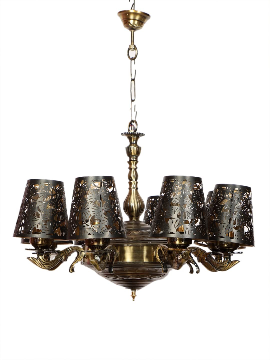 New Era 08 Light Chandelier with Etching Shades (ENG30)