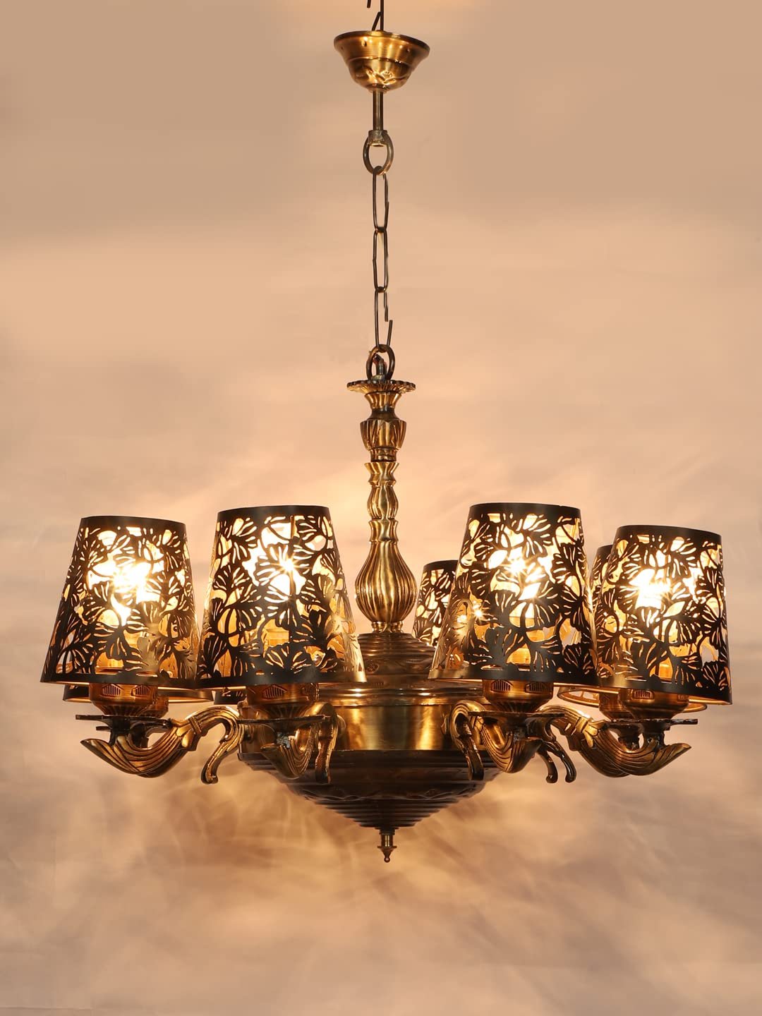 New Era 08 Light Chandelier with Etching Shades (ENG30)