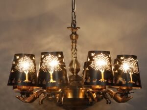 New Era 08 Light Chandelier with Etching Shades (ENG31)