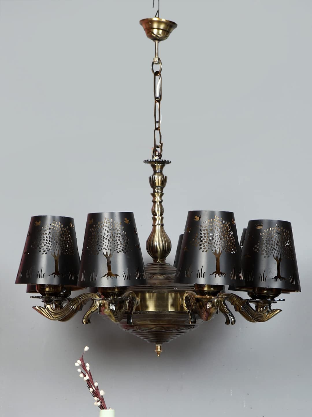 New Era 08 Light Chandelier with Etching Shades (ENG31)