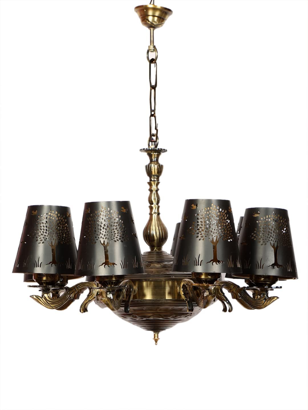 New Era 08 Light Chandelier with Etching Shades (ENG31)