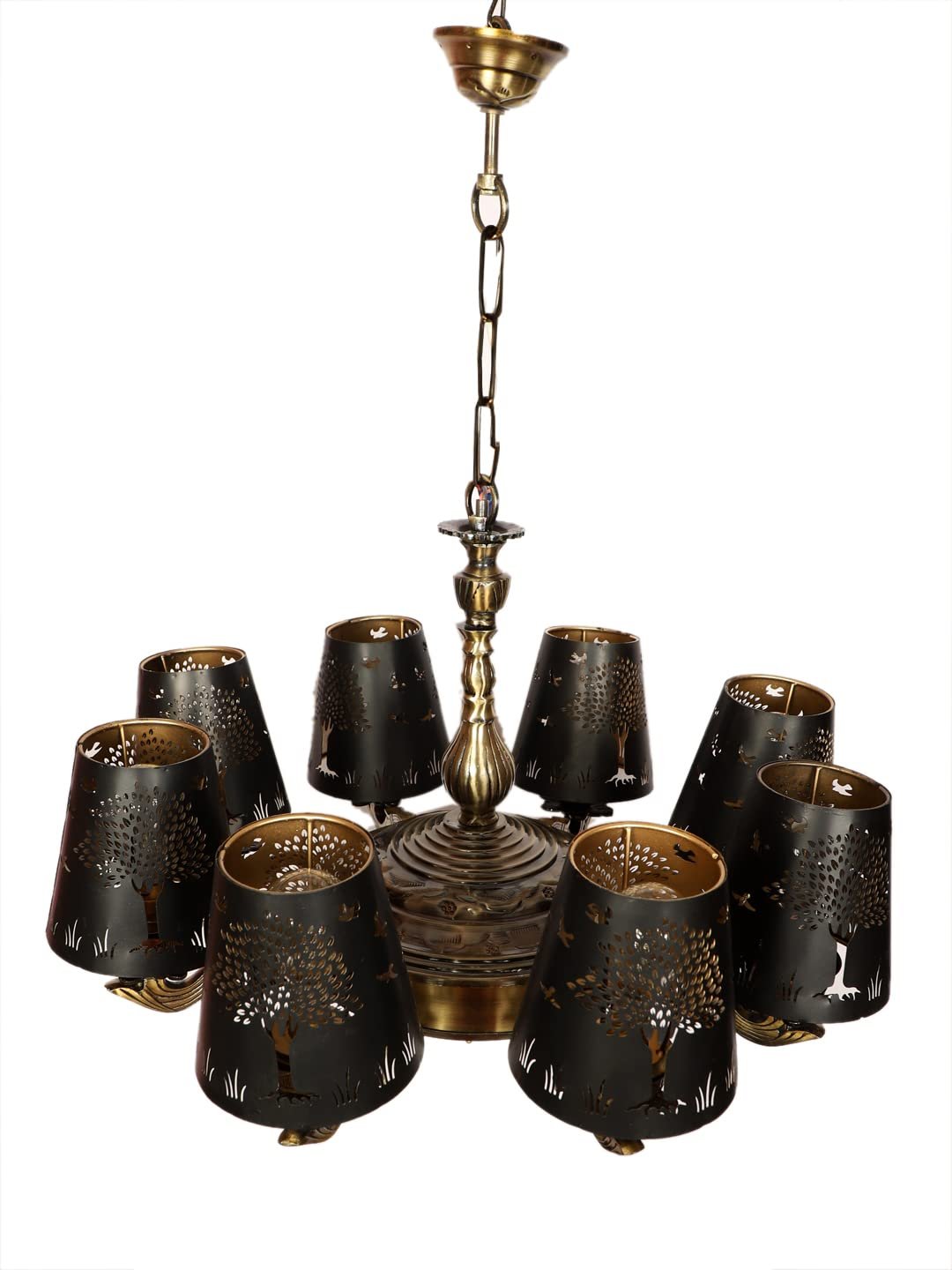 New Era 08 Light Chandelier with Etching Shades (ENG31)