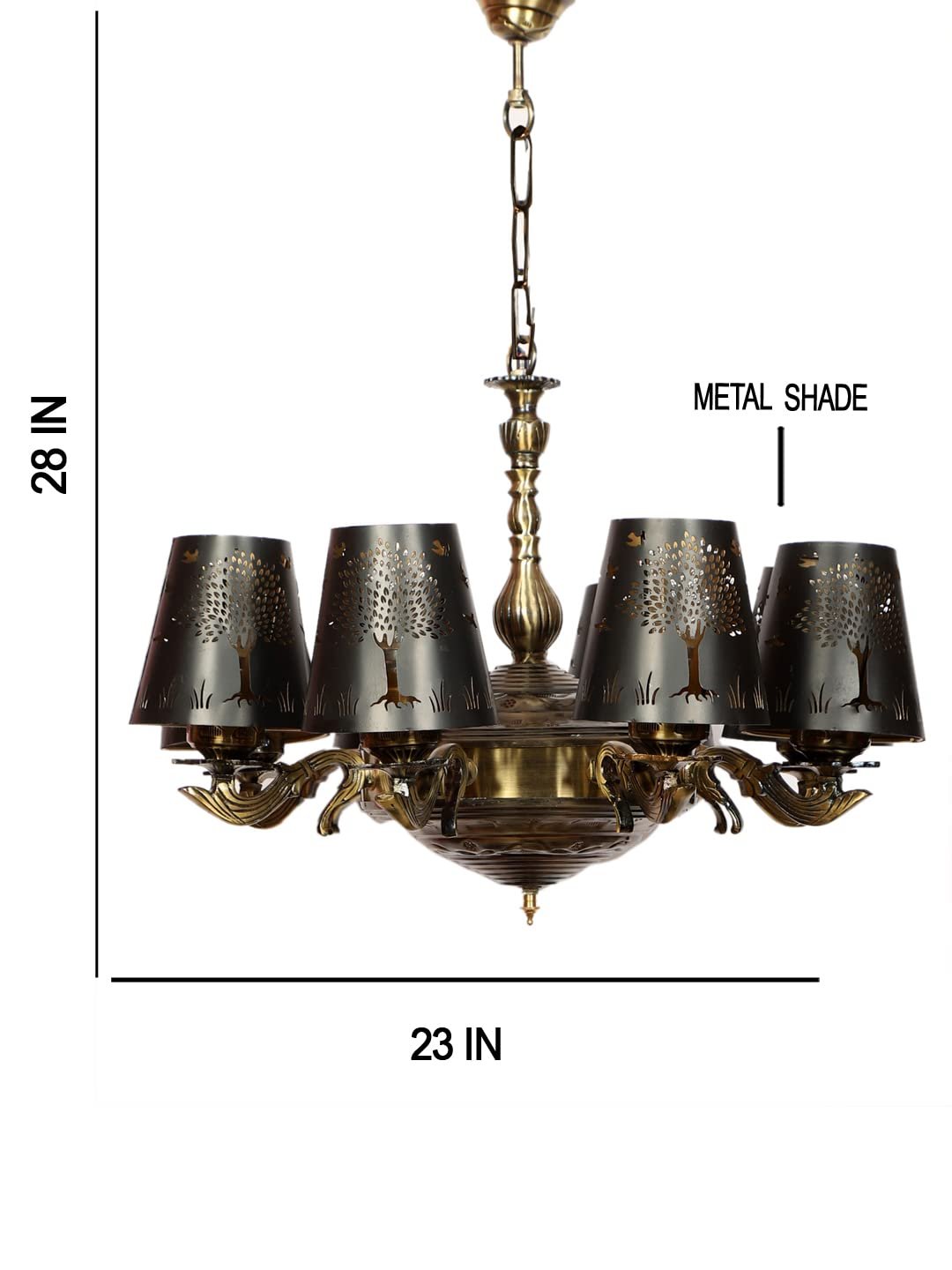 New Era 08 Light Chandelier with Etching Shades (ENG31)