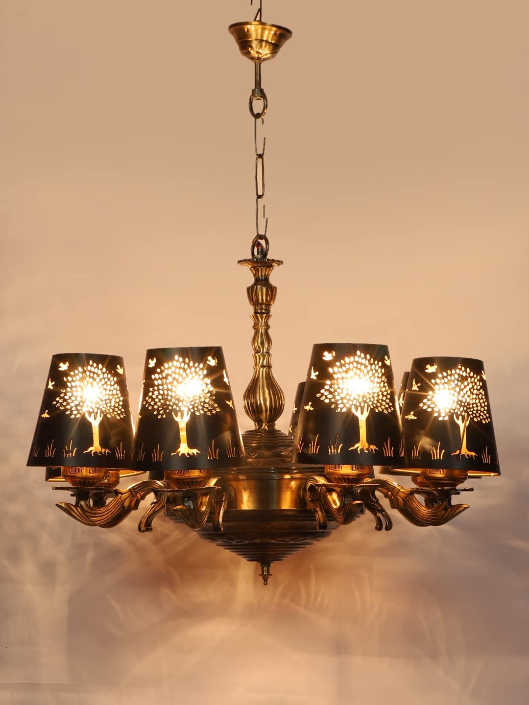 New Era 08 Light Chandelier with Etching Shades (ENG31)