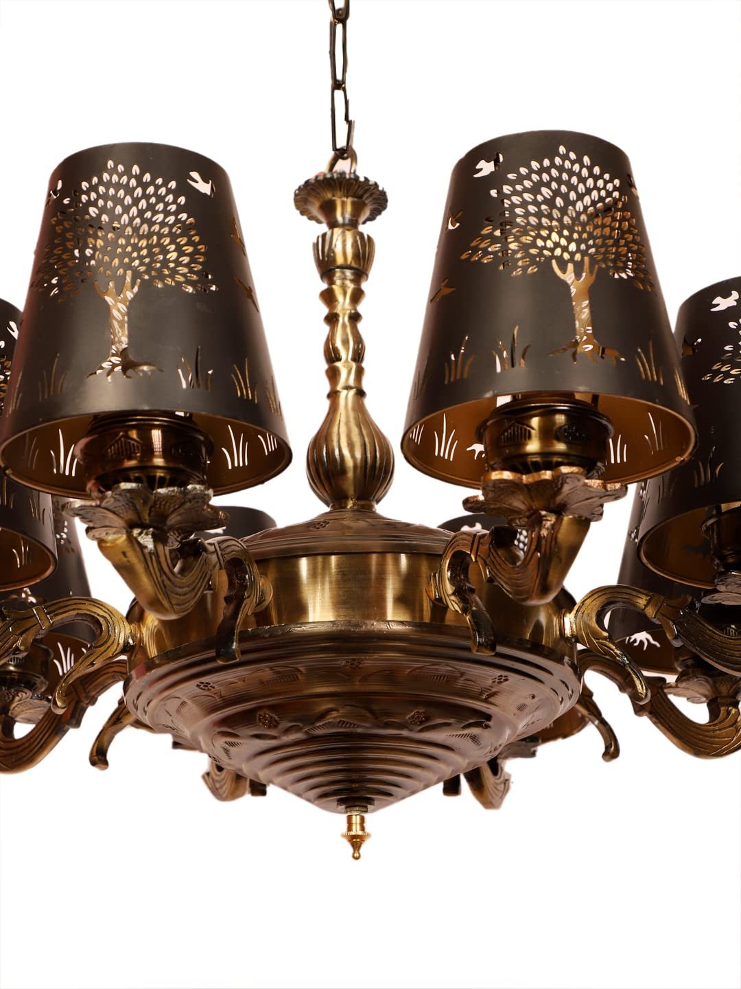 New Era 08 Light Chandelier with Etching Shades (ENG31)