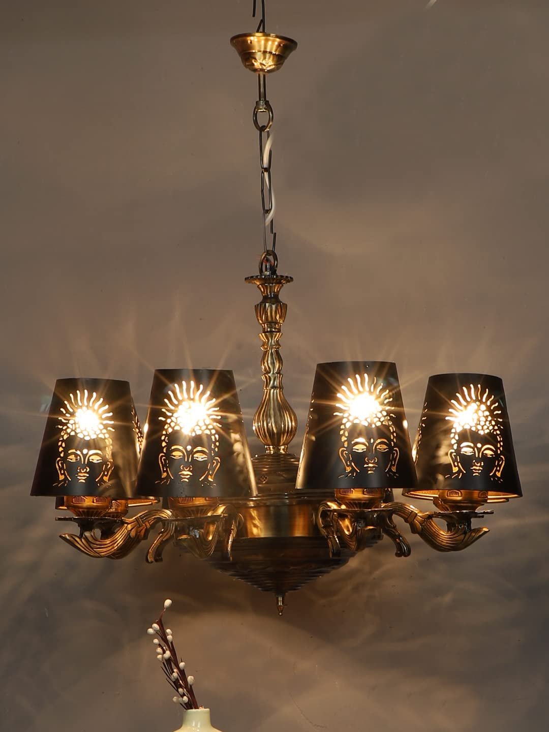 New Era 08 Light Chandelier with Etching Shades (ENG32)