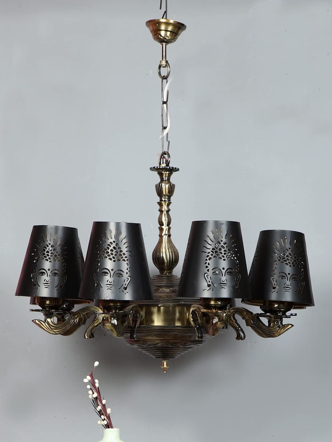 New Era 08 Light Chandelier with Etching Shades (ENG32)