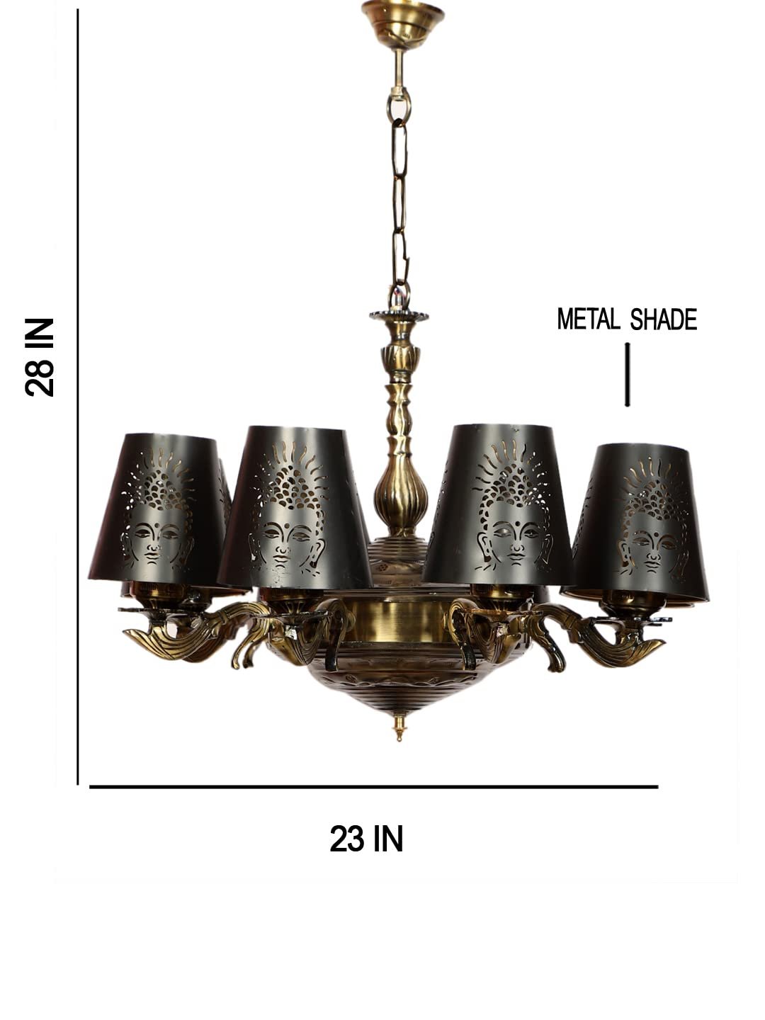 New Era 08 Light Chandelier with Etching Shades (ENG32)