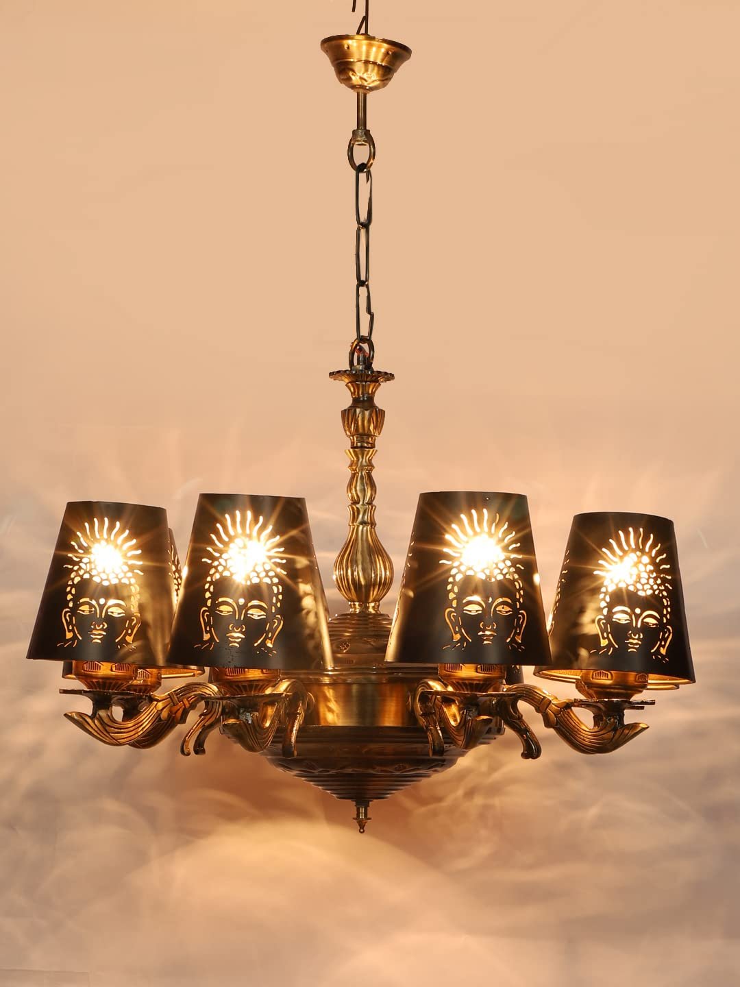 New Era 08 Light Chandelier with Etching Shades (ENG32)