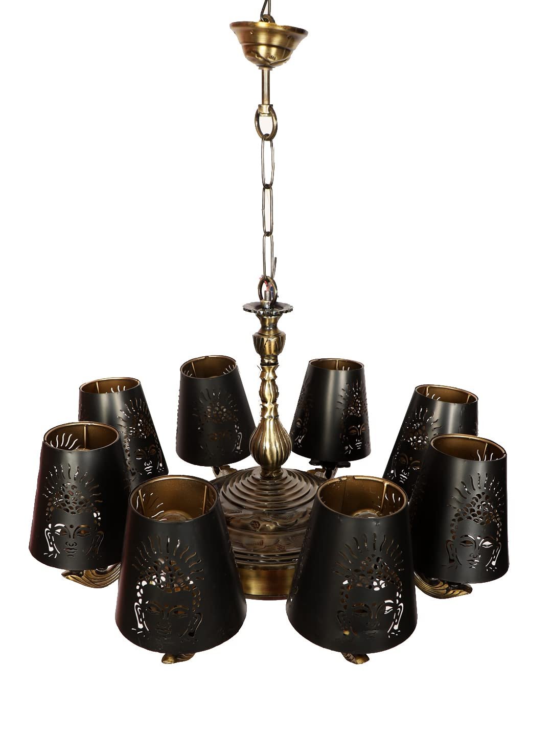 New Era 08 Light Chandelier with Etching Shades (ENG32)