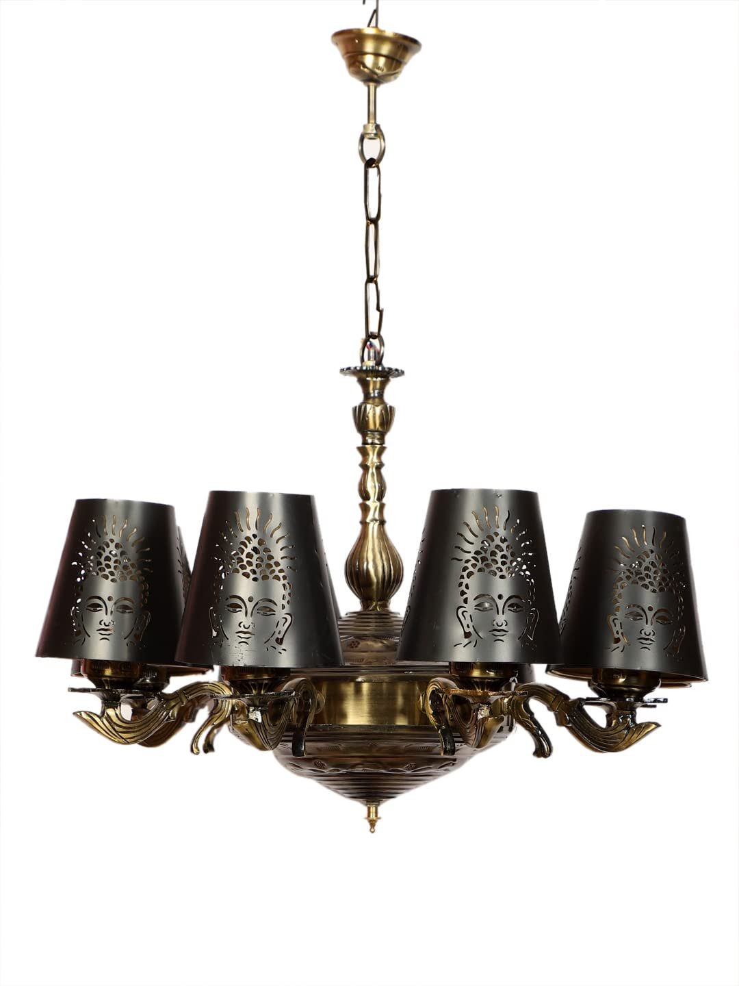 New Era 08 Light Chandelier with Etching Shades (ENG32)
