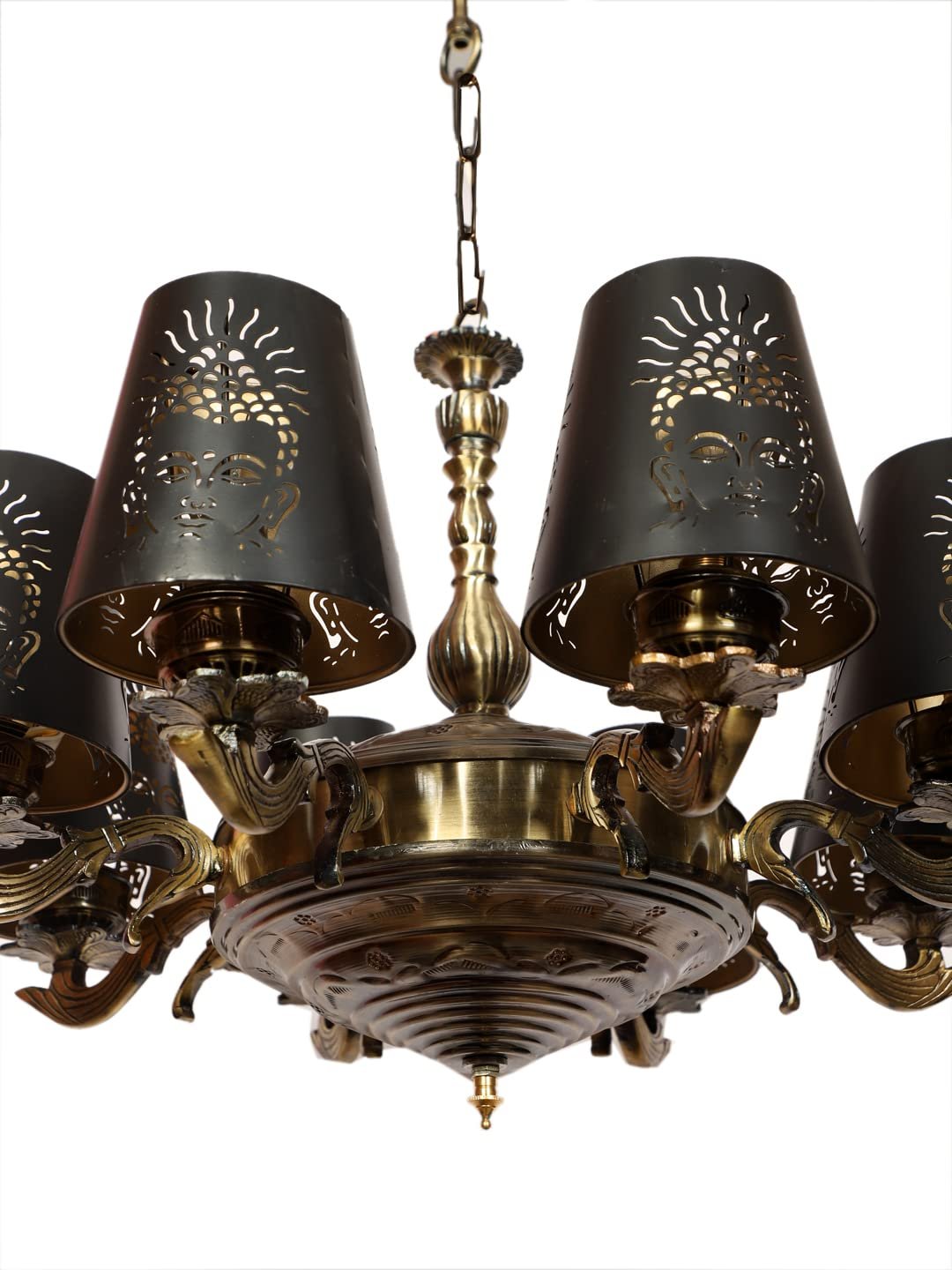 New Era 08 Light Chandelier with Etching Shades (ENG32)