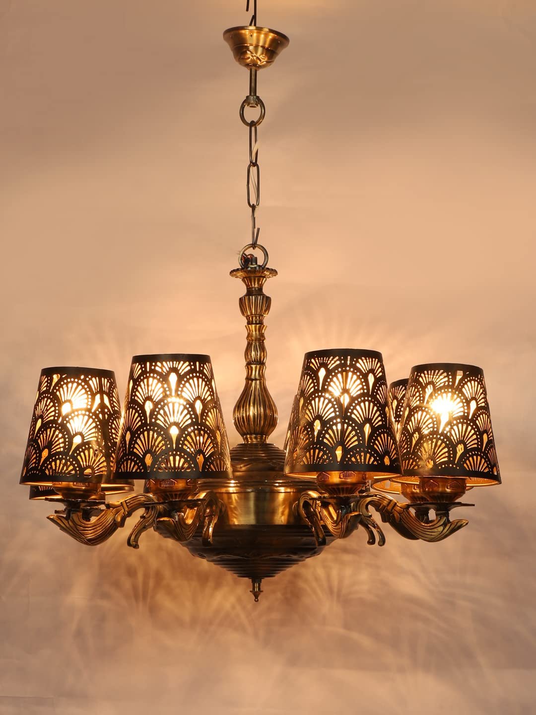 New Era 08 Light Chandelier with Etching Shades (ENG33)