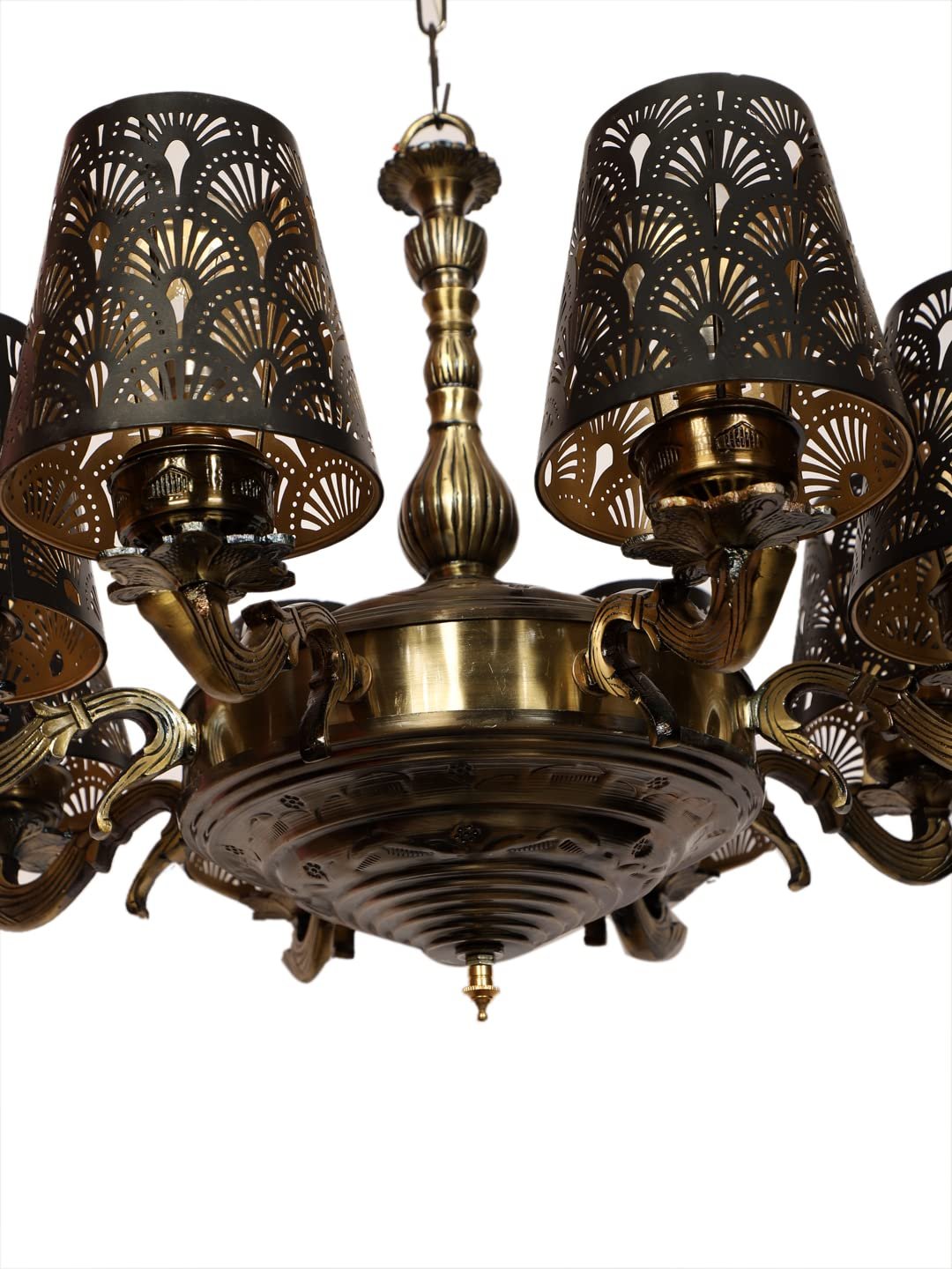 New Era 08 Light Chandelier with Etching Shades (ENG33)