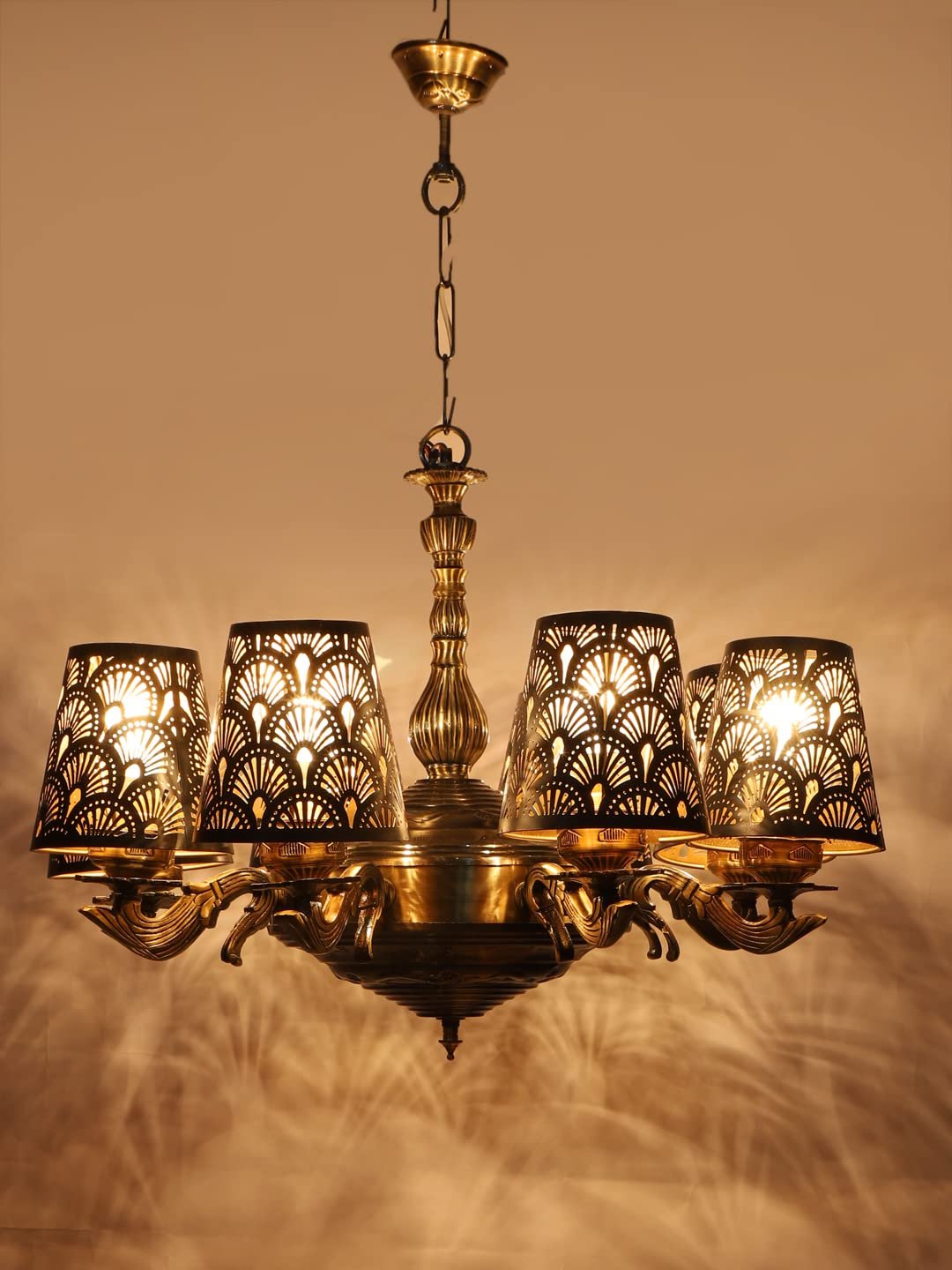 New Era 08 Light Chandelier with Etching Shades (ENG33)