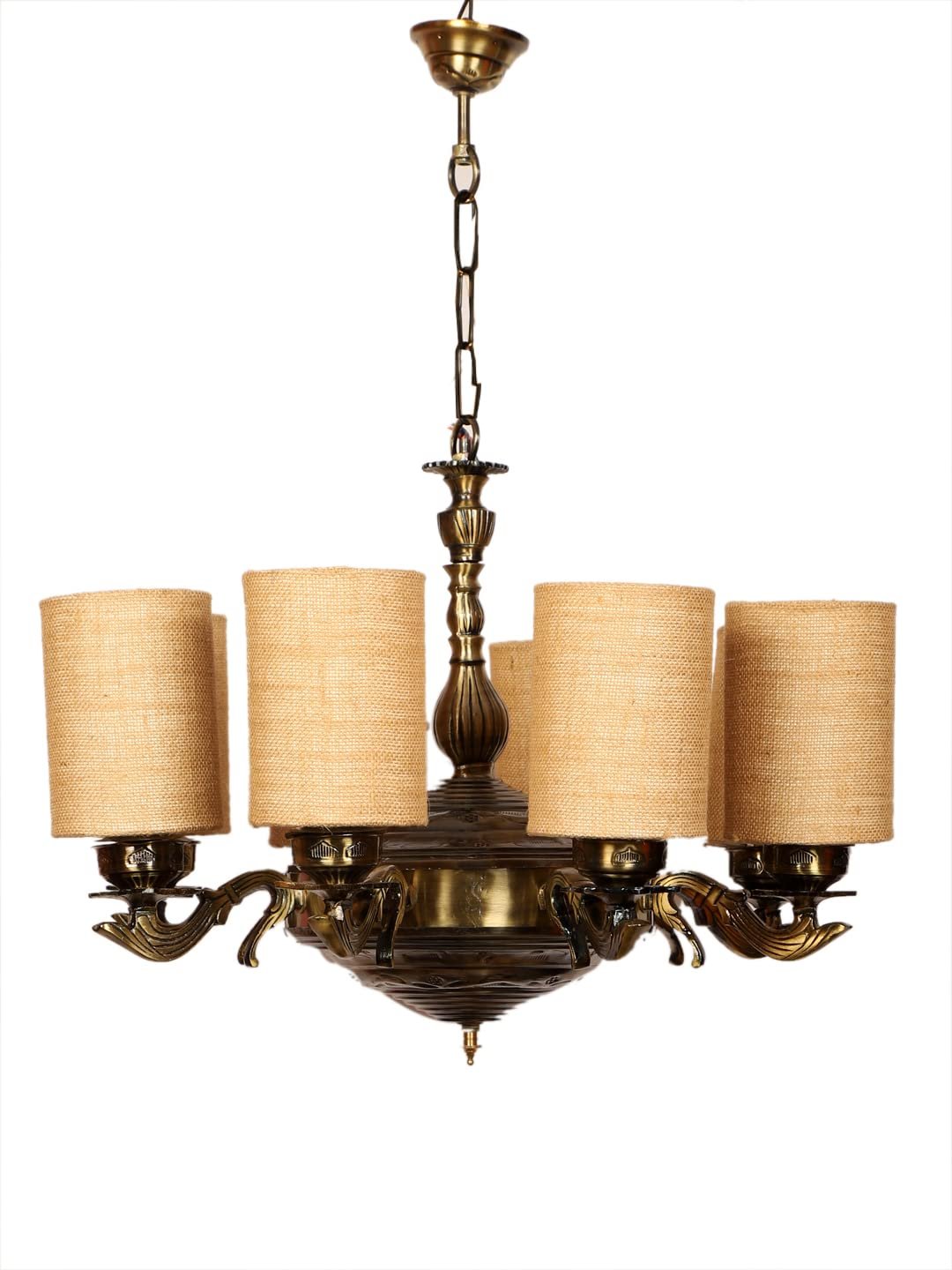 New Era 08 Light Chandelier with Conical Jute Lamp Shade(ENG35)