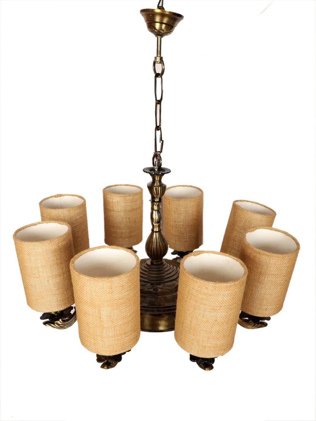 New Era 08 Light Chandelier with Conical Jute Lamp Shade(ENG35)