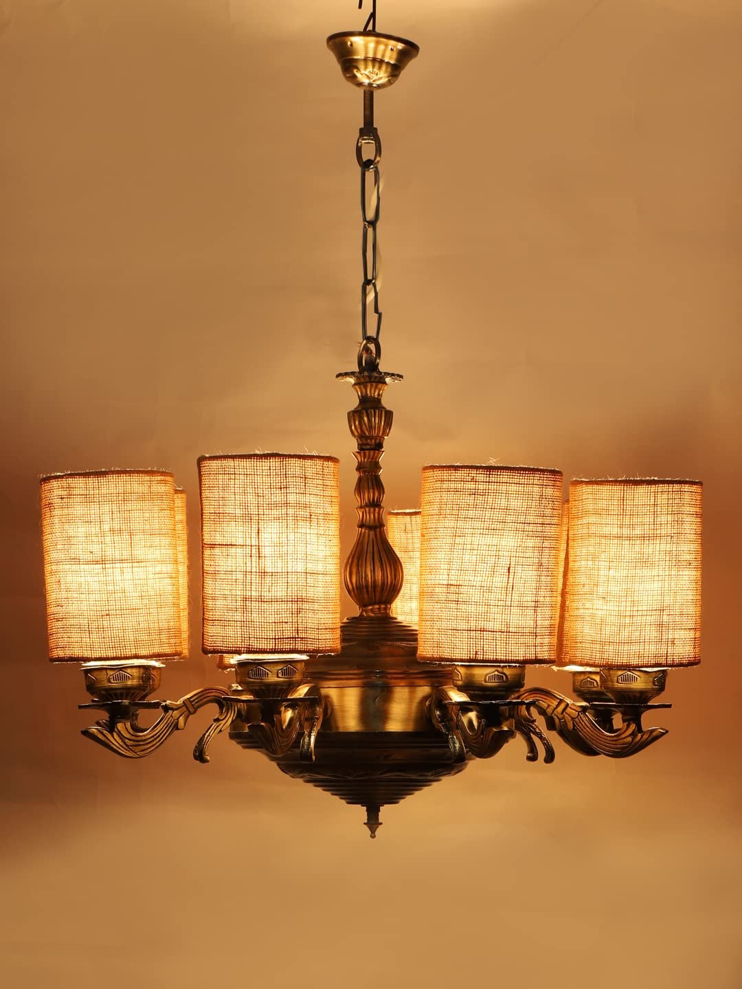 New Era 08 Light Chandelier with Conical Jute Lamp Shade(ENG35)