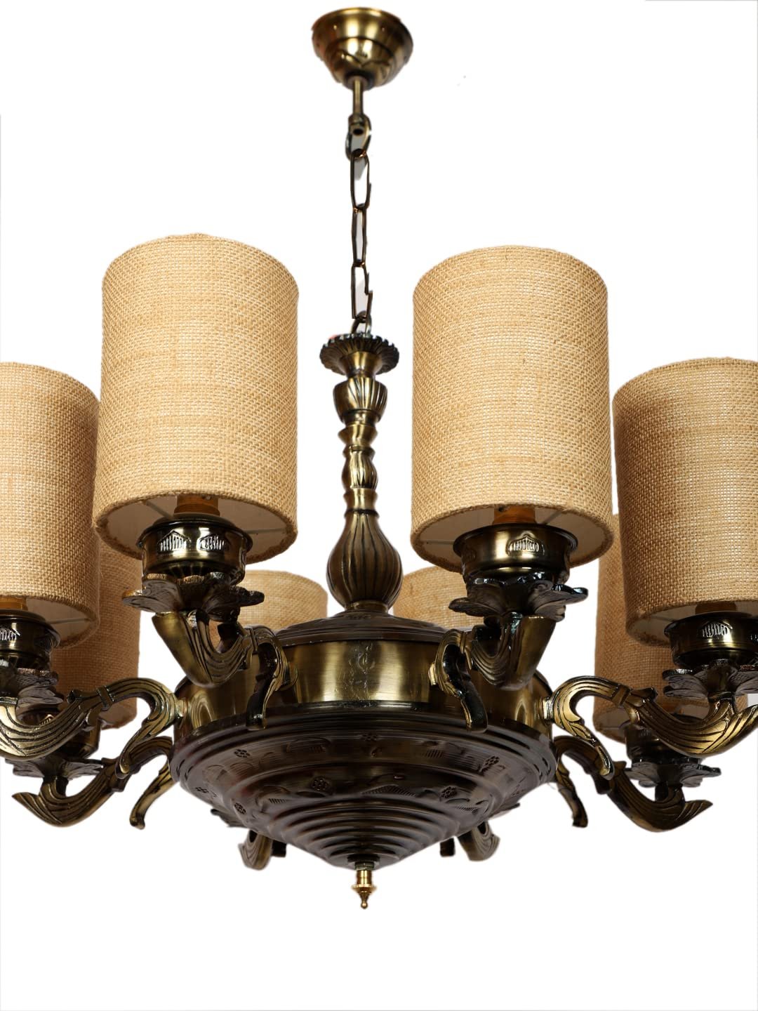 New Era 08 Light Chandelier with Conical Jute Lamp Shade(ENG35)