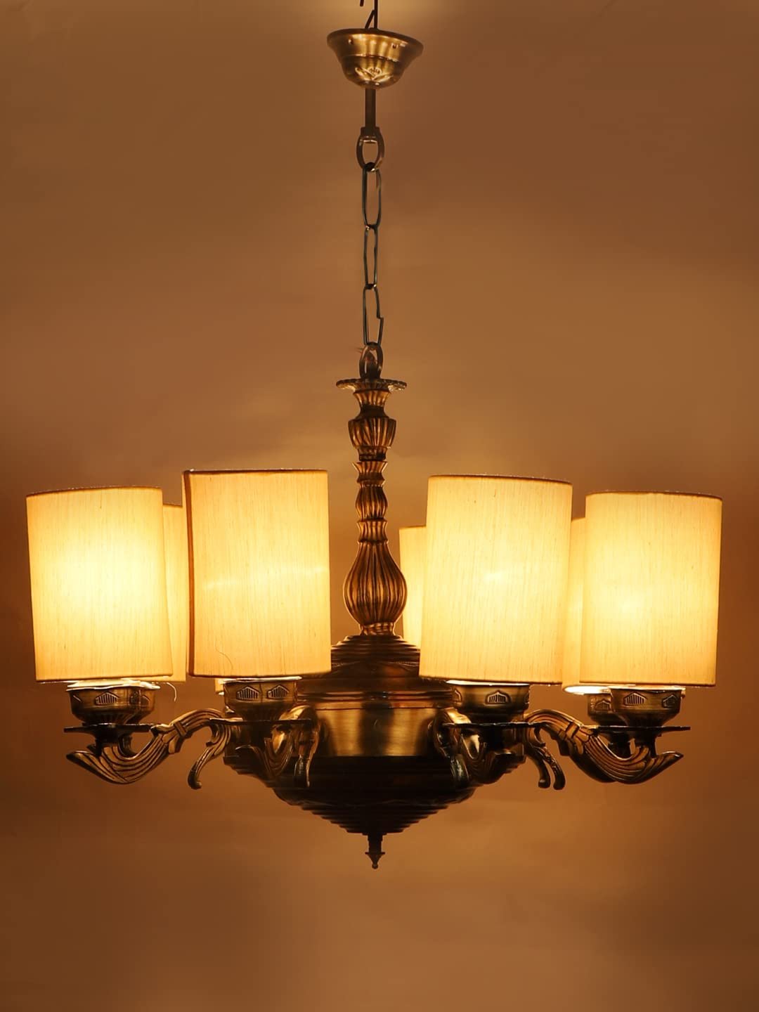 New Era 08 Light Chandelier with Conical Khadi Lamp Shade(ENG36)