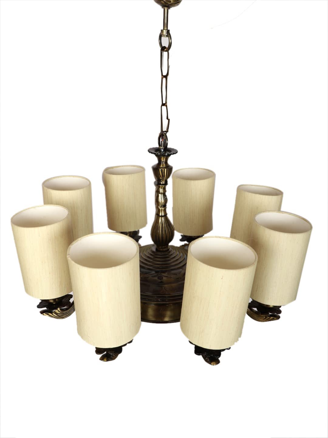 New Era 08 Light Chandelier with Conical Khadi Lamp Shade(ENG36)