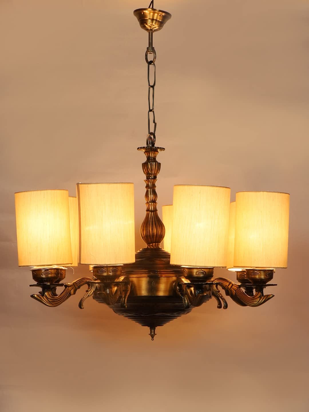 New Era 08 Light Chandelier with Conical Khadi Lamp Shade(ENG36)