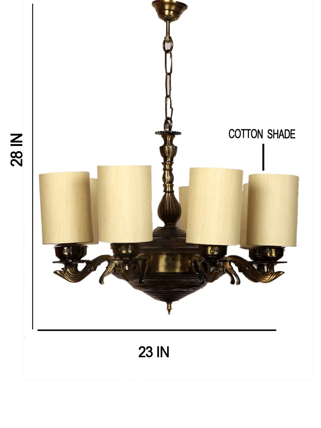 New Era 08 Light Chandelier with Conical Khadi Lamp Shade(ENG36)