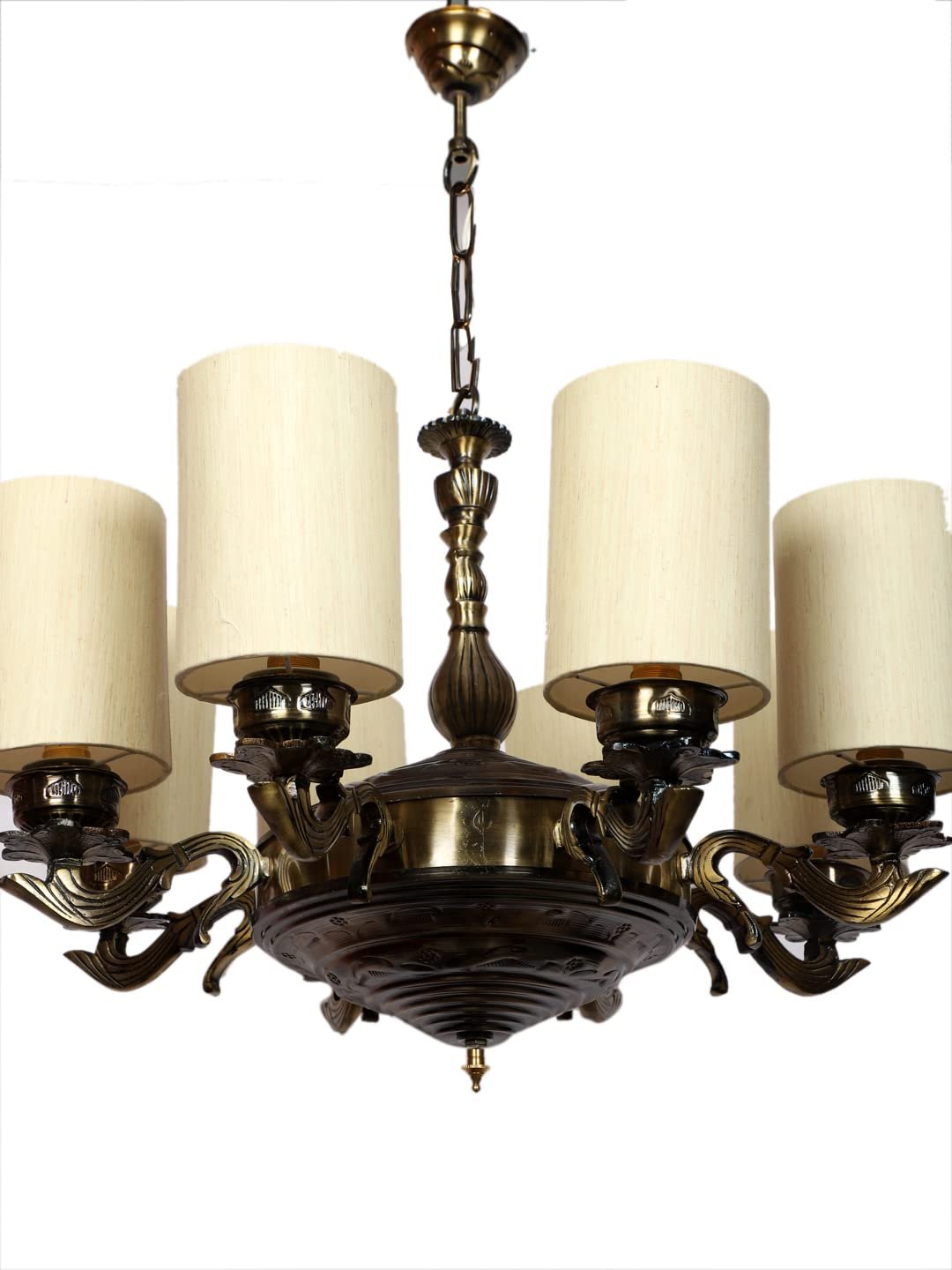 New Era 08 Light Chandelier with Conical Khadi Lamp Shade(ENG36)