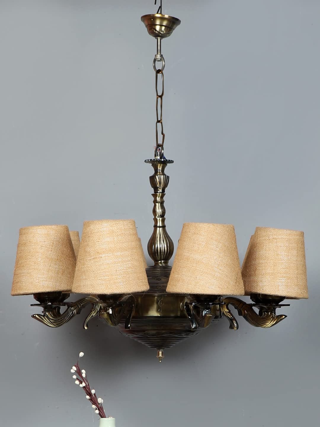 New Era 08 Light Chandelier with Khadi Lamp Shade(ENG38)